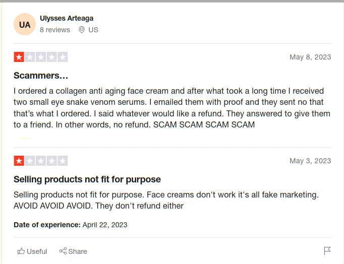 reviews in Trustpilot
