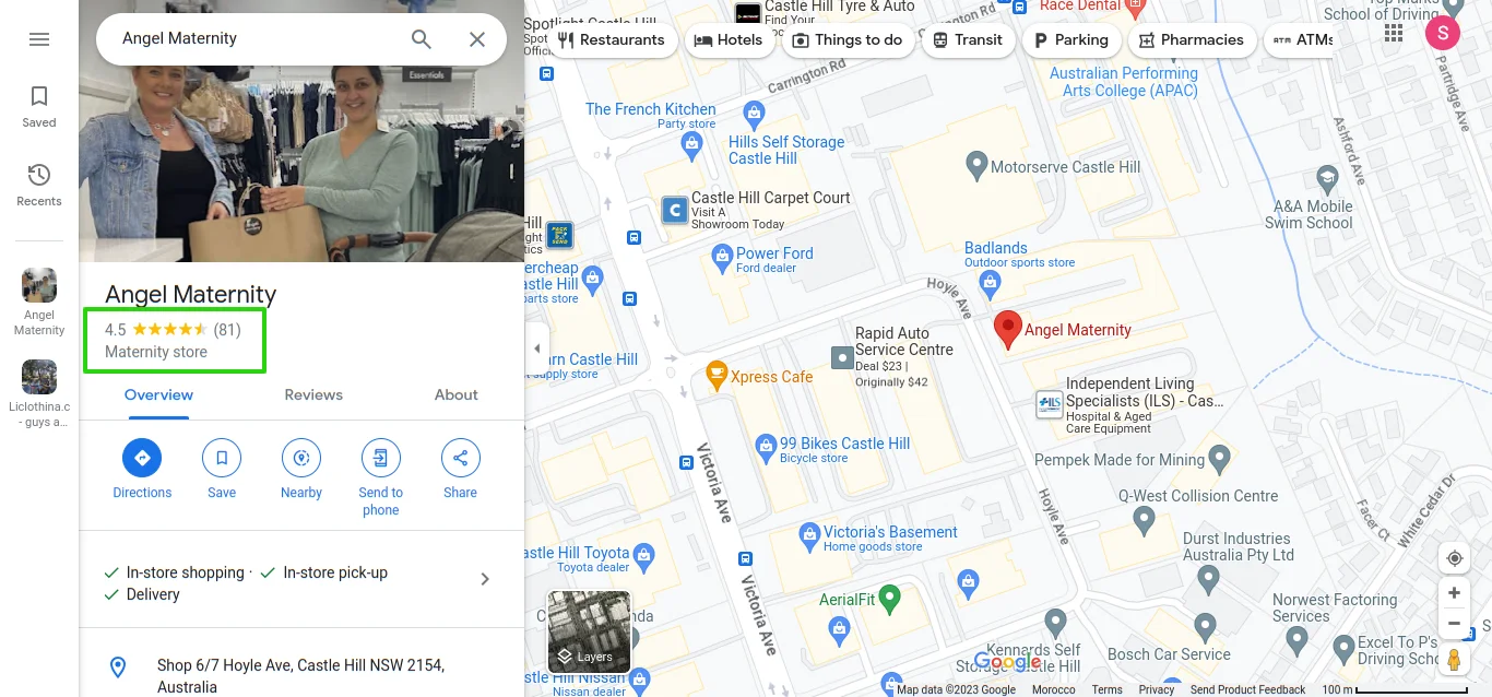 Maternity google maps