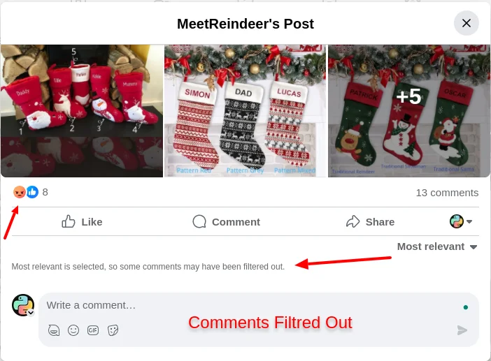Meetreindeer Facebook Comment Filtered Out